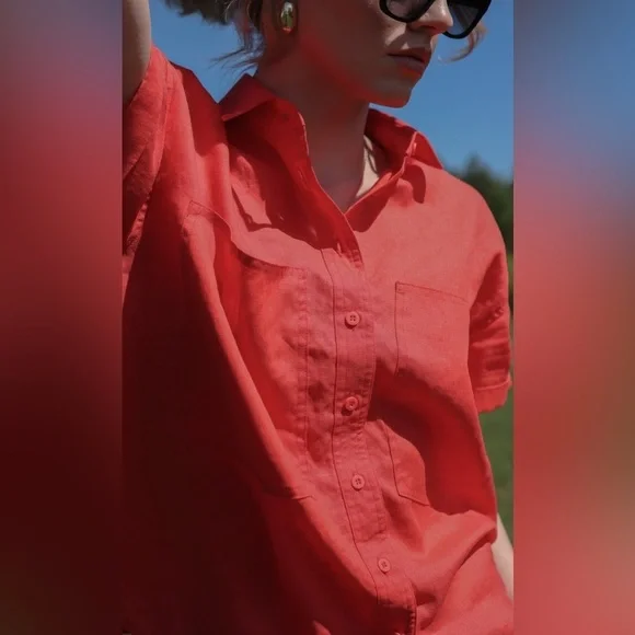 Power of my People Rust Wayward Fit Ss button up shirt, size xxs - Picture 3 of 13